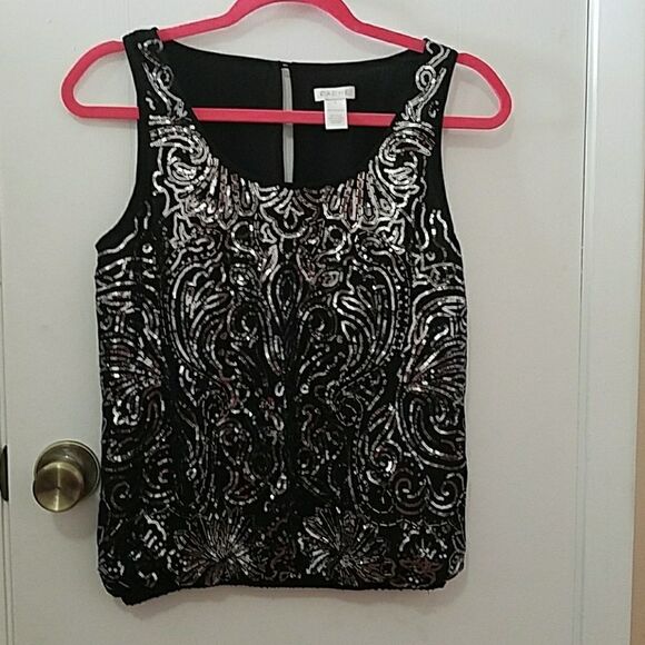 Cache sleeveless black Sequin Top - Picture 2 of 5